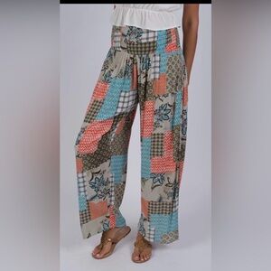 Patchwork Bohemian Wide-Leg Pants